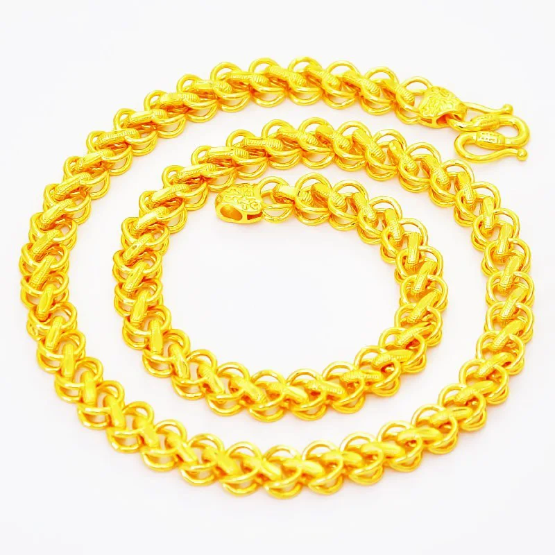 

Dubai 24K Gold Color Necklace Chains for Men 60cm Choker Necklace for Men Father Brother Luxury Jewelry Male Accessories Gifts