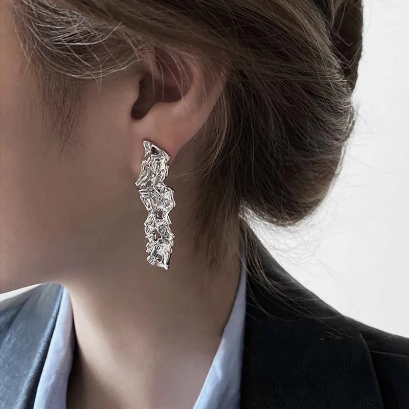 Punk Unregelmäßige Notizen Baumeln Ohrringe für Frauen Übertreiben Twist Metall Stil Persönlichkeit Punk Ohr Zubehör Mode Schmuck – Detail 14