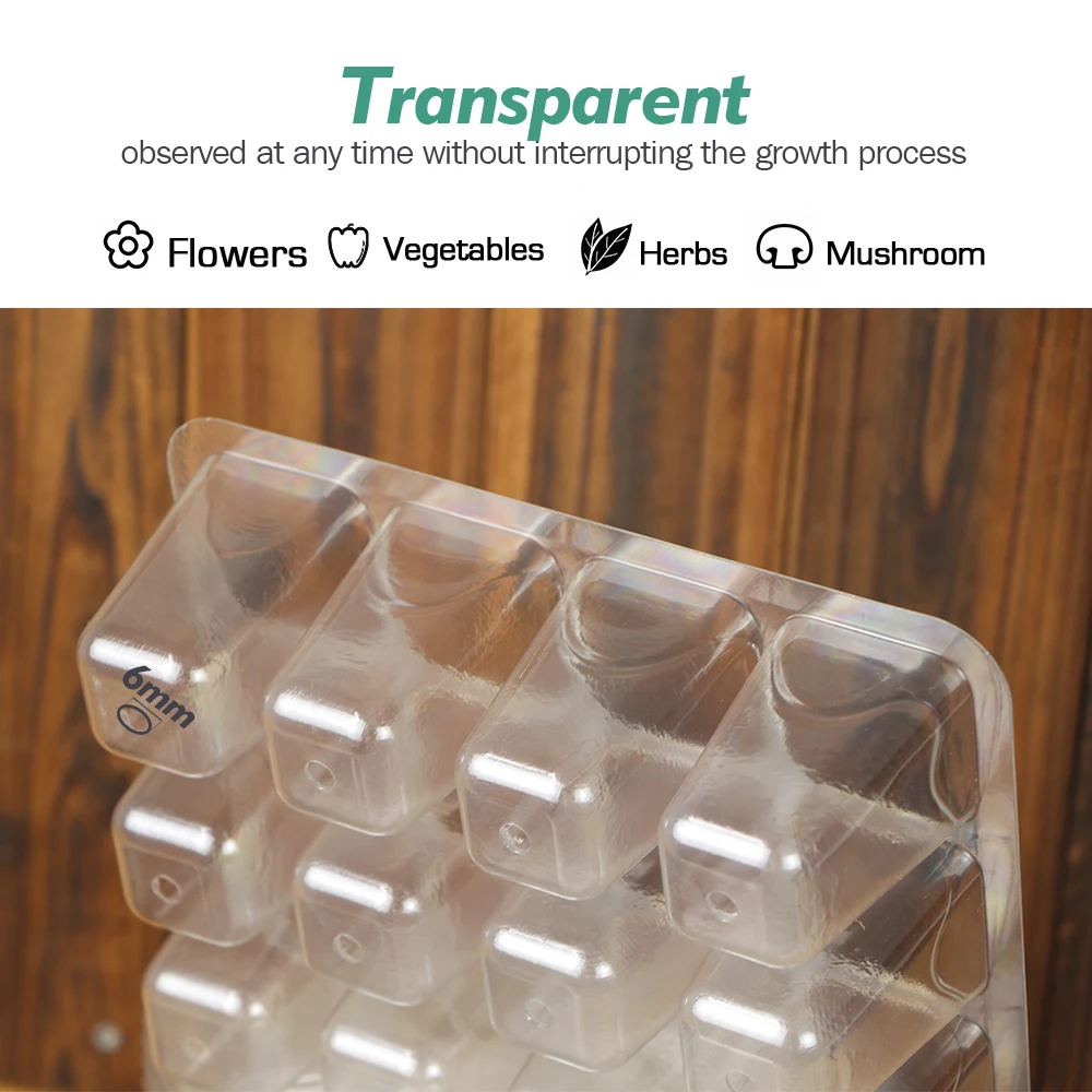 12-Cell Transparent Seedling Starting Tray 5/10pcs Gardening Nursery Grow Germination Plastic Seed Starter Tray Plant Grow Cont seed starter tray seedling tray