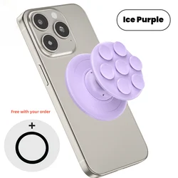 Magnetic Silicone Suction Cup Phone Grip and Stand Holder (Purple)