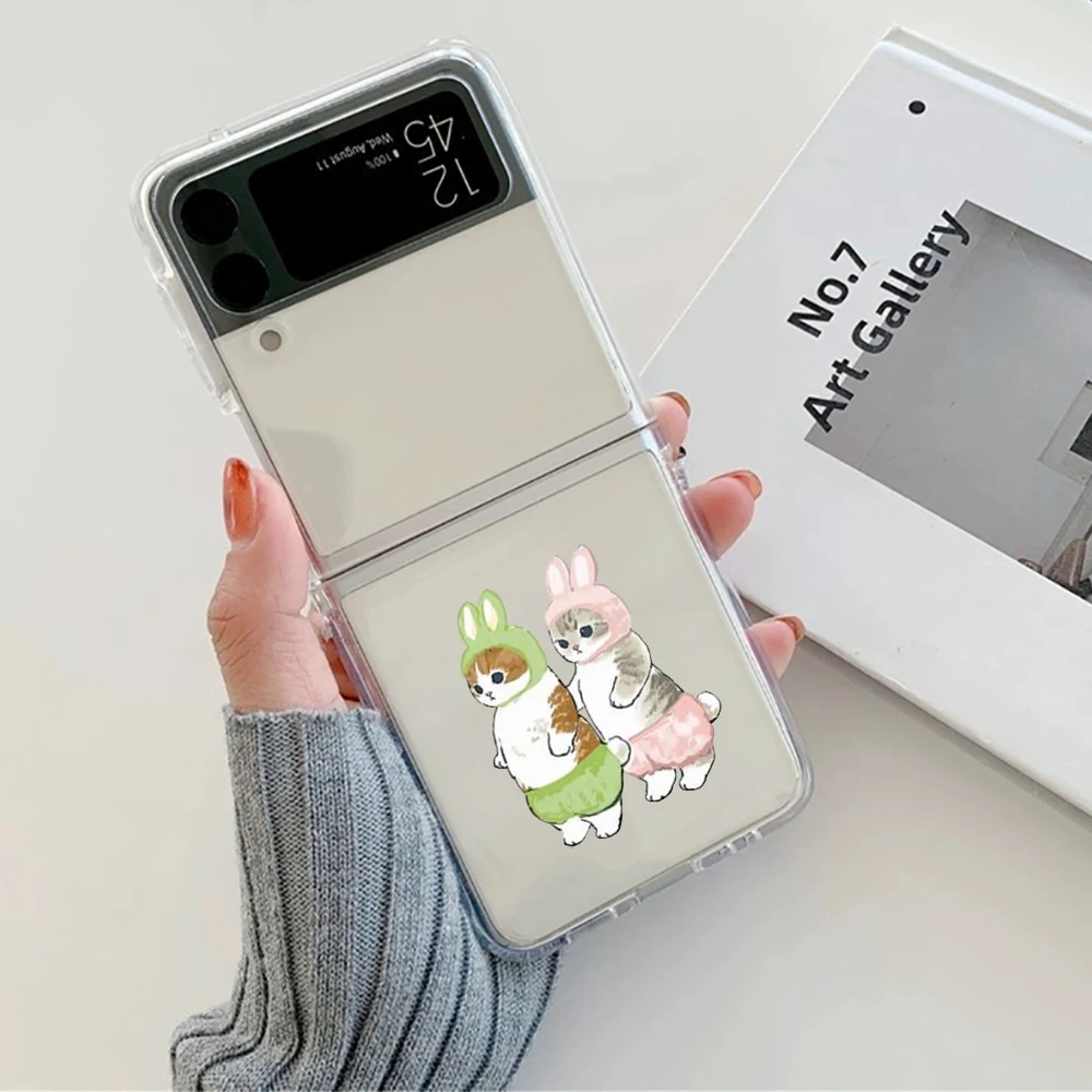 Adorable Cartoon Cat Couple Hard Transparent Phone Case