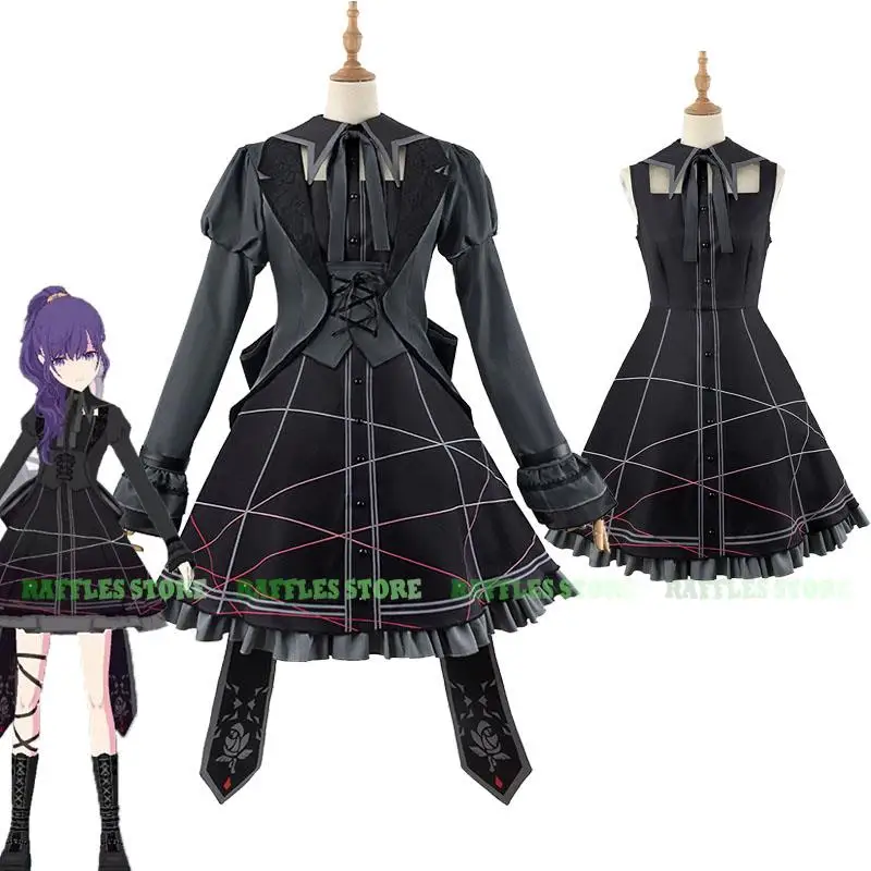 

Asahina Mafuyu Cosplay Costume Wig Black Dress Project Sekai Colorful Stage Outfits Anime Halloween Party Women Role Playing Set