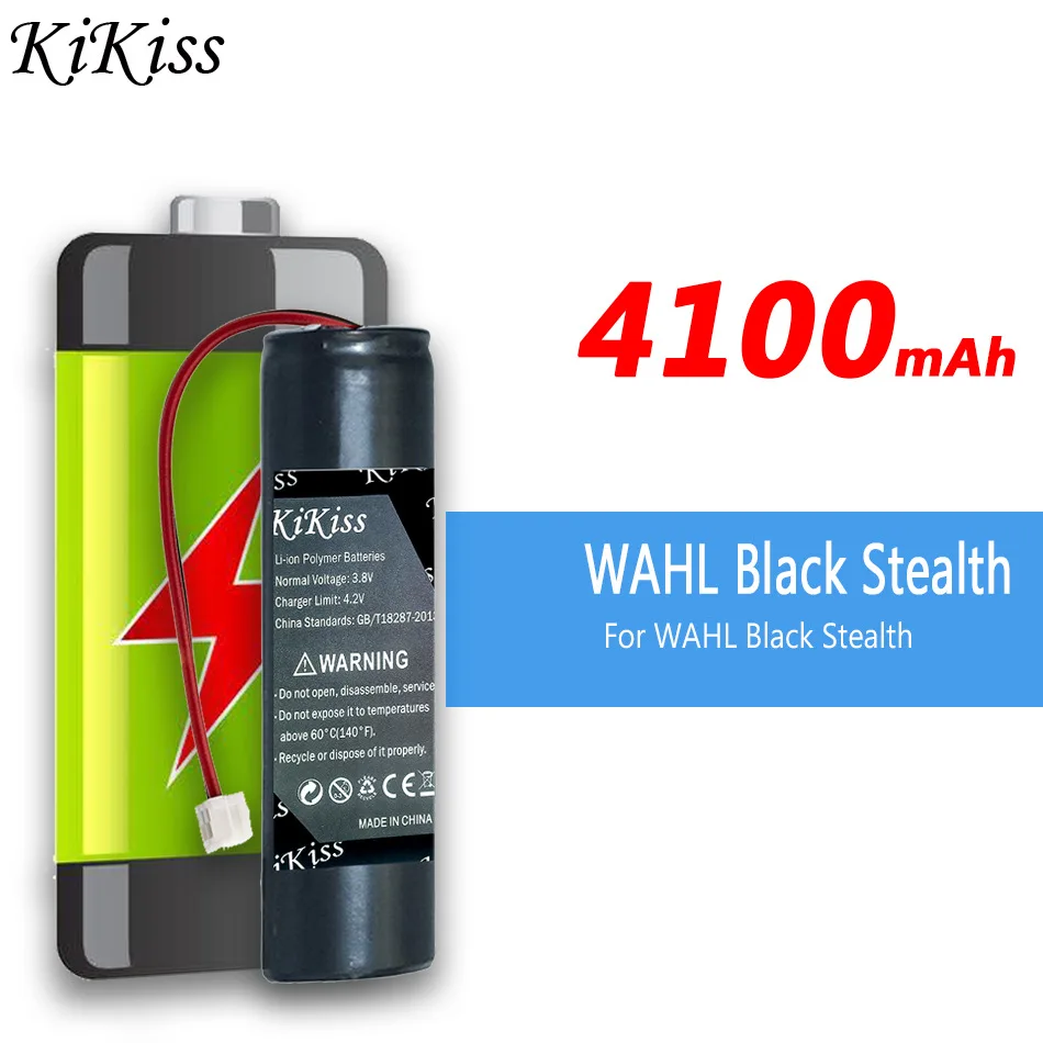 4100Mah Kikiss Potente Batteria Black Stealth Per Wahl Black Stealth, Chrome,Cordless Magic Clip,Senior Cordless,Sterling 4,Supe