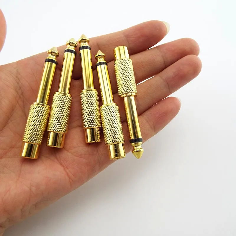 6.35mm 1/4" Male Mono Plug to RCA Female 6.5mm to AV Jack Audio Adapter Connector TS For Home KTV D6 audio cable adapter