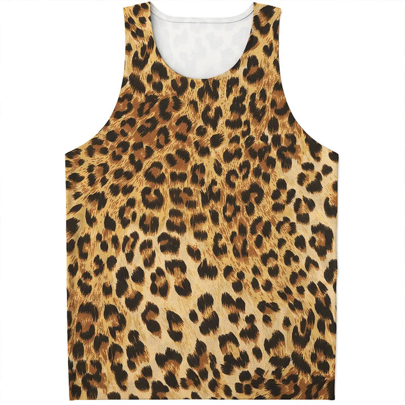 

Popular 3D Print Leopard Tank Top For Men Summer Casual Sleeveless T Shirt Animal Skin Graphic Sports Tops Gym Muscle Vest