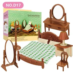 Deluxe Dollhouse Miniature Furniture Set (Brown bed)