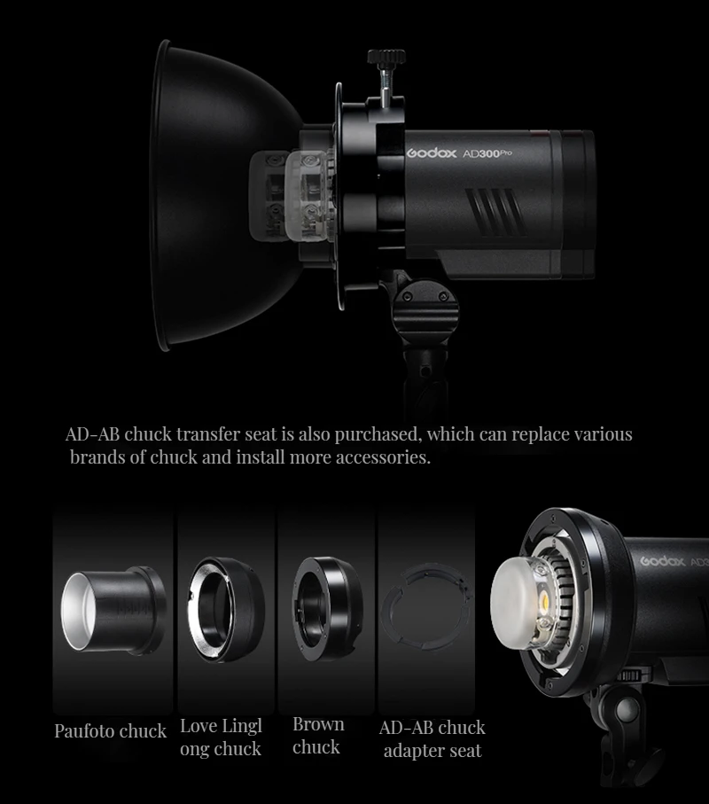 Godox AD300 Pro TTL 2.4G 300Ws 1/8000 HSS Outdoor Flash Light with Battery for Canon Nikon Sony Fuji Olympus Pentax on camera flash camera flash