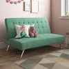 Tufted Futon, Convertible Sleeper Sofa in Teal and Chrome 2