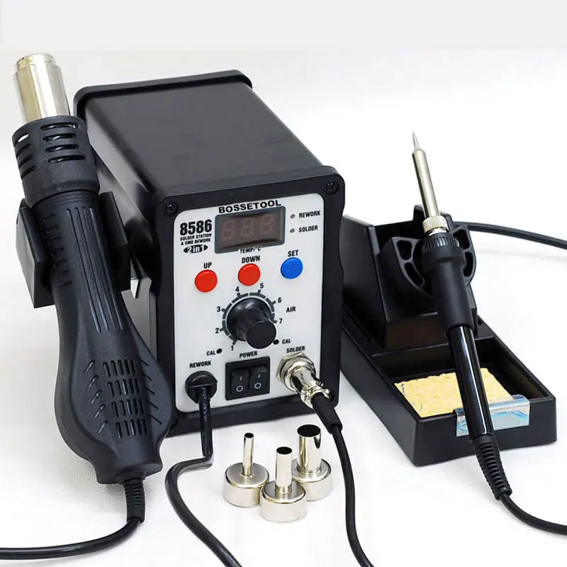 2 in 1 SMD Soldering Station 8586 With Pluggable Hot Air Gun Soldering iron BGA Rework Station Phone Repair Welding Station 700w