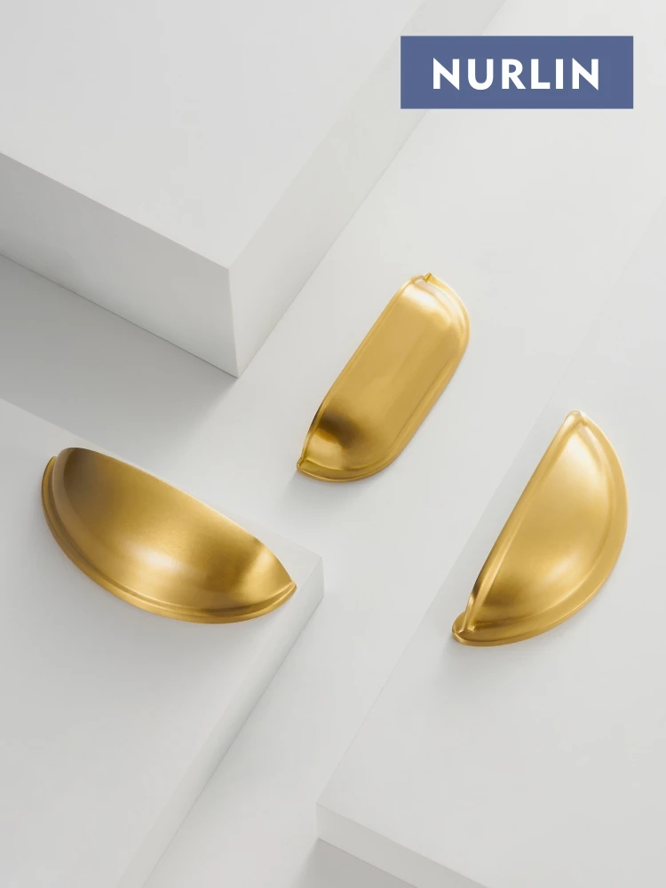 Nurlin Brass Cup Shape Pull Handle Cabinet Drawer Handles Vintage Pastoral Knobs cabinet handles