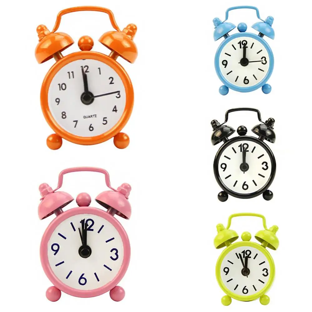 Battery Operated Analog Mini Round Bedside Desk Alarm Clock Desktop clock table clock mini desk clock