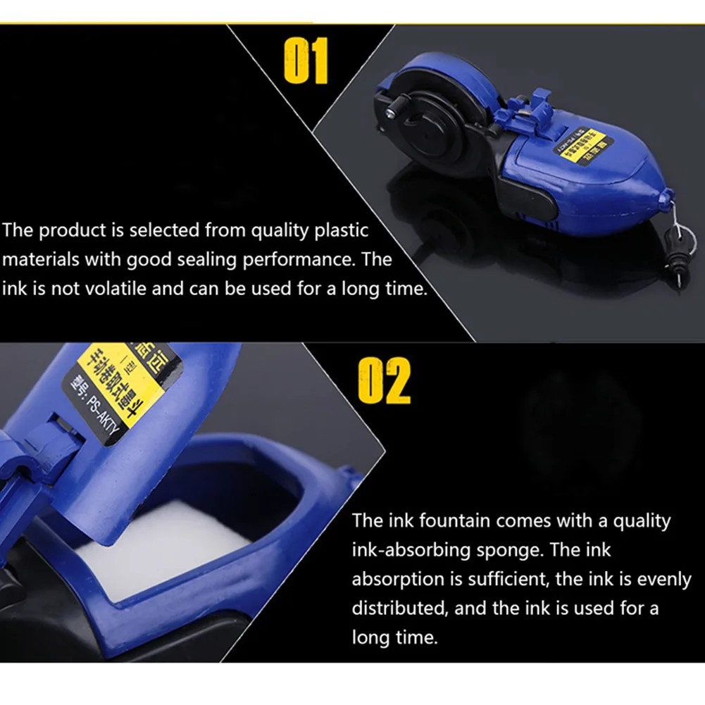 Marker Scriber Ink Fountain Woodworking Tool Manual Ink Marker Scriber 21x7x5cm 30M Chalk Lines ABS Plastic Practical