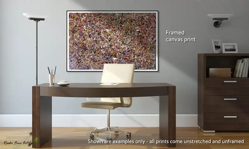 Jackson Pollock Style Canvas  Abstract Art Painting, Oversize Canvas Art Extra Large Office Decor Abstract Oil Painting Abstract