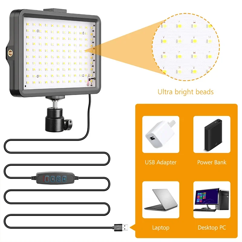 Dimmable LED Video Light Panel for Live Streaming Photography