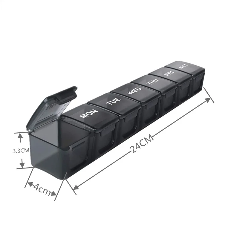 Compact 7-Day Pill Organizer with Large Compartments for Vitamins and Supplements