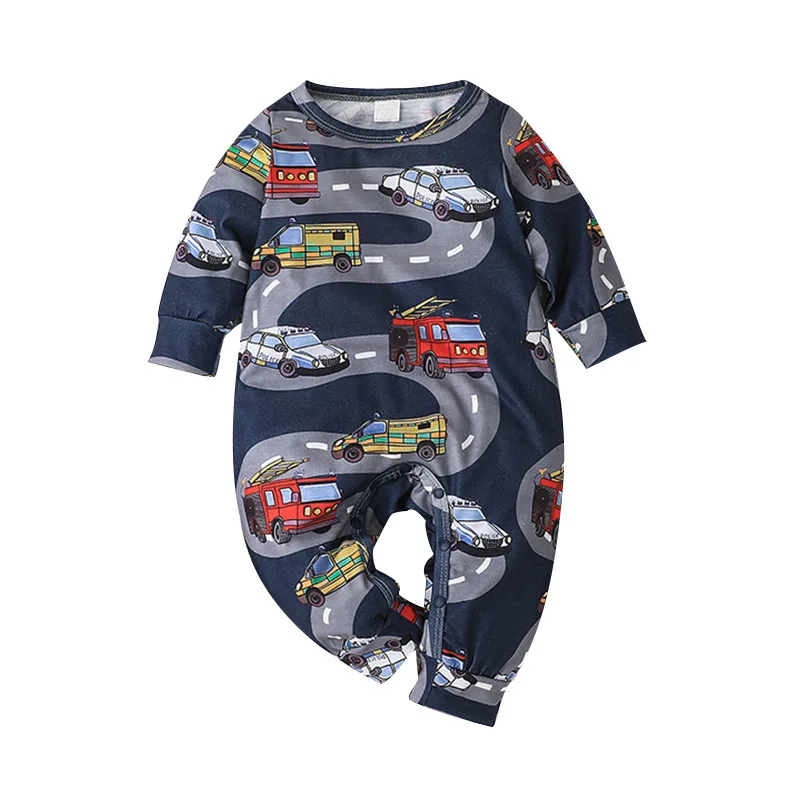 

Autumn Winter Newborn Baby Clothes Car Print Baby Boy Romper Warm Infant Baby Boy Soft Fleece Jumpsuit Pajamas 0-24M