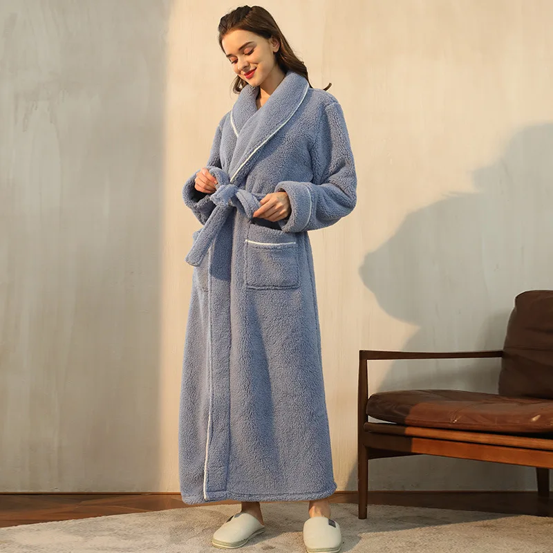 Women's Winter Pajamas Sleepwear Robe for Women Bathrobes Women's Pajamas for Couples Flannel Warm House Clothes for Man