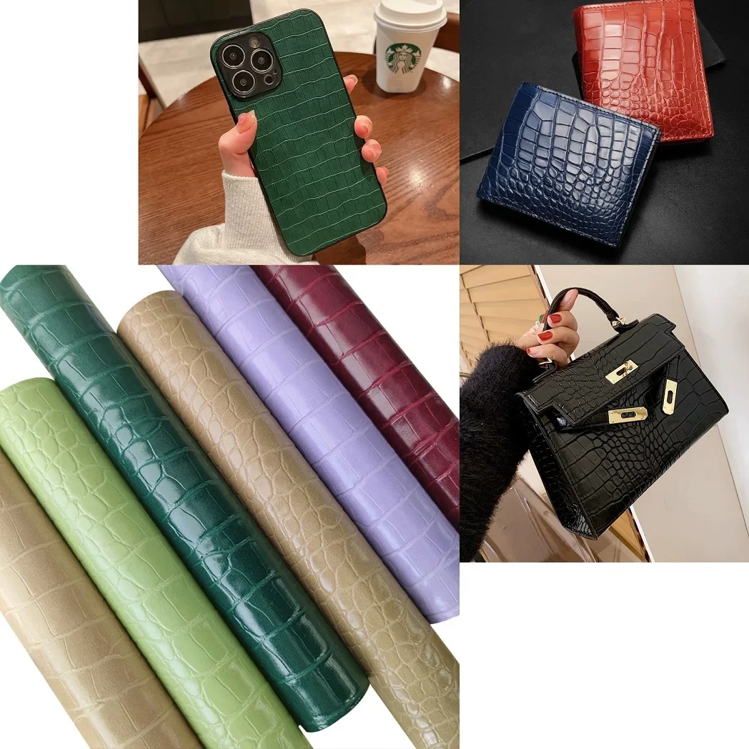 

Crocodile Print In Candy Color Embossed Faux Synthetic Leather Fabric Roll for Sewing Furniture Upholstery/Sofa/Shoes/ DIY