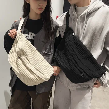 حقيبة كروس سروال قصير للرجال، حقائب كتف رياضية بسيطة للنساء، حقيبة صدر واحدة بلون سادة للطلاب، سحاب من ثلاث طبقات 2