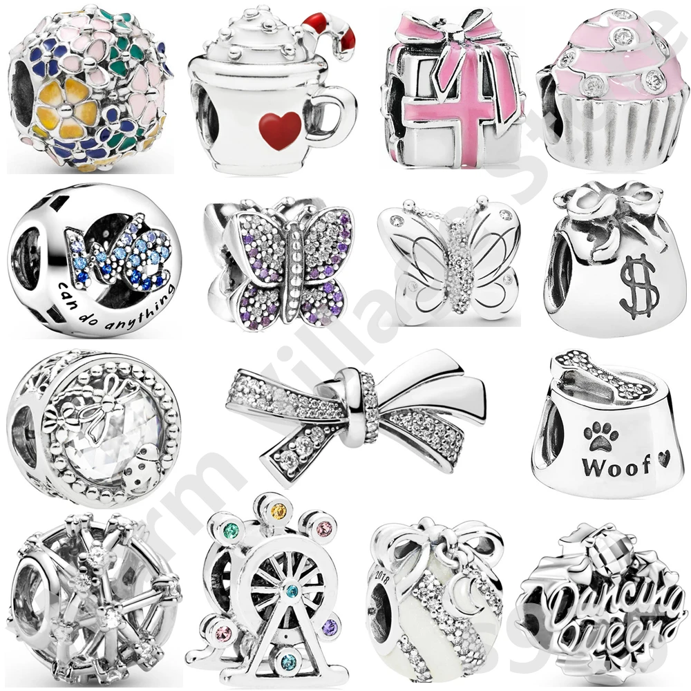 

925 Sterling Silver Butterfly Cake Collection Spring New Pendant Delicate Beads for Original Charm Bracelet Beaded DIY Jewelry