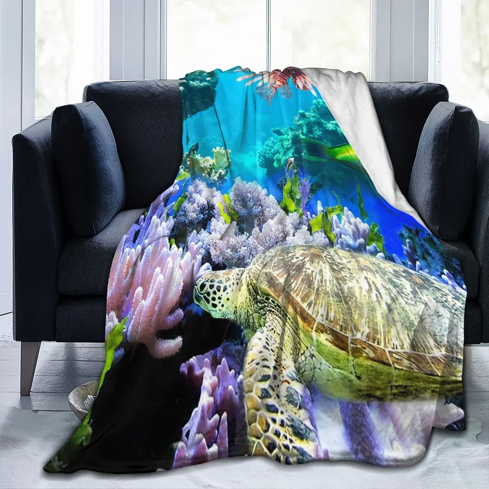 

1pc Ultra-Soft Micro Fleece Blanket Fuzzy Soft Throw Lightweight Microfiber Blankets For Bed, Couch Or Travel Exotic Fish
