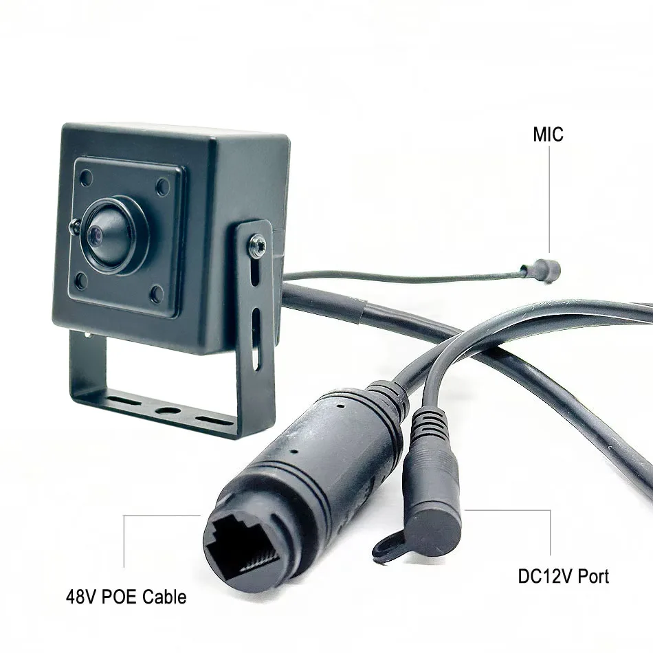 Ultra HD 4K Mini Pinhole Lens POE IP Camera with Audio and H.265 Compression