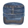 VOBOOM Denim Army Cap Men Washed Cotton Bucket Hat Spring Fall Headpiece Flat Top Adjustable Peaked Visor Hats Trucker Hats 2