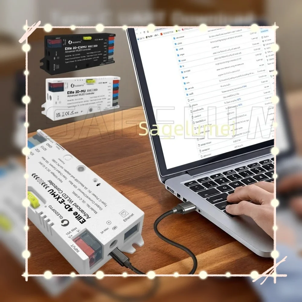 GLEDOPTO Elite Series Peak Work 4-way Output ESP32 Ethernet WLED Digital Light Strip Controller GL-C-618WL Microphone UART 20A