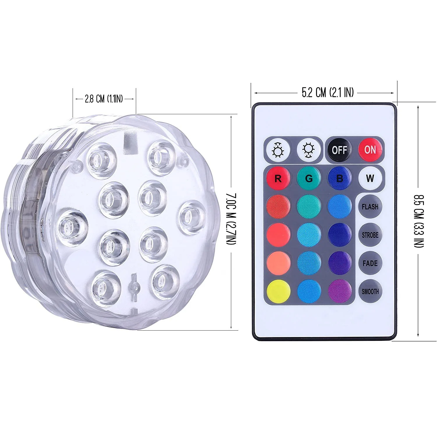 16 Colors 10leds LED Submersible Light Remote RGB Swimming Pool Underwater Lamp for New Year Party Garden Vase Aquarium Decor