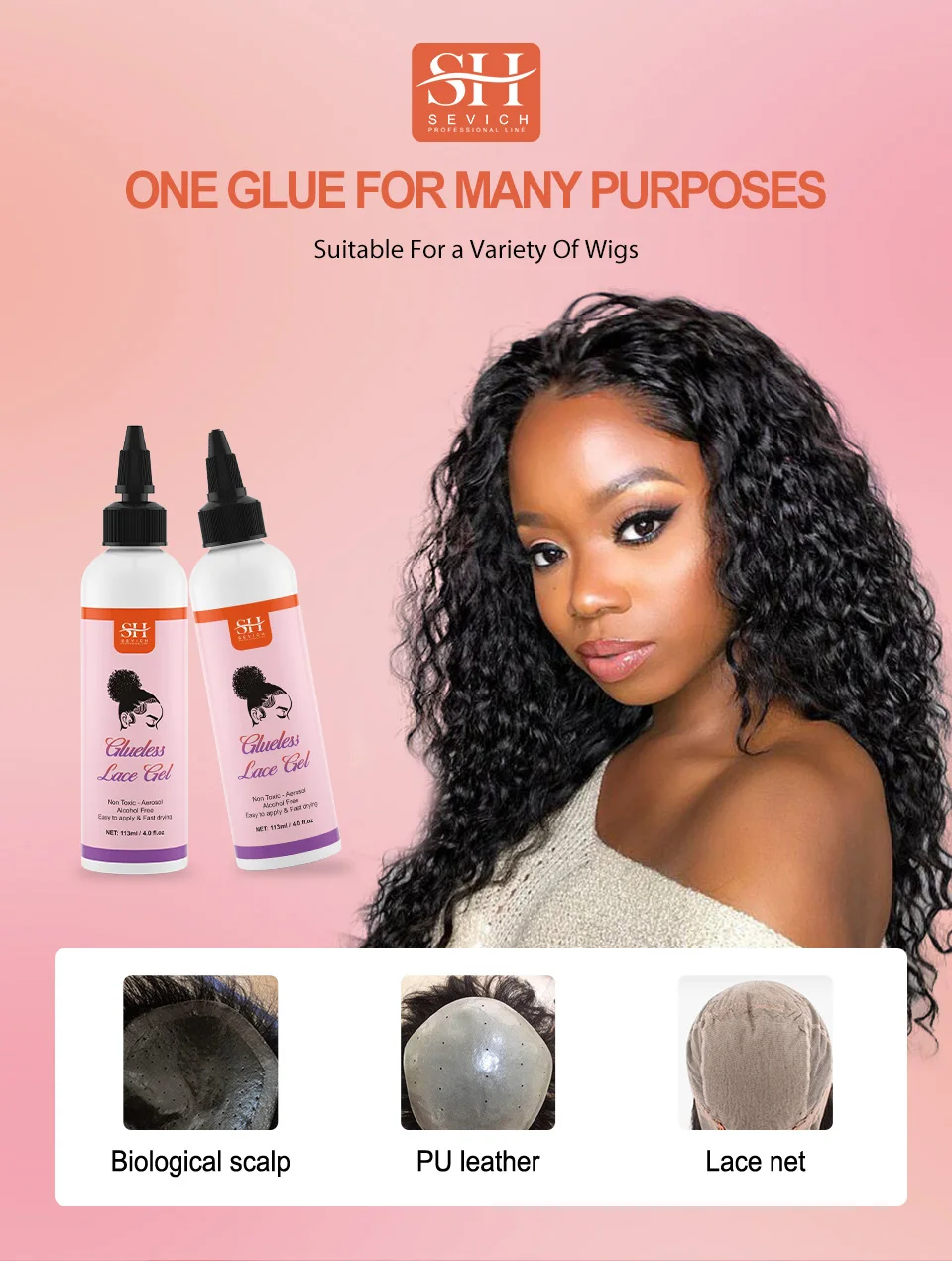 Description Picture 6 of itemLiquid Lace Glue Glueless Lace Gel Temporary Hold Clear Wig Adhesive Invisible Hair Glue For Wigs Hair Systems Styling Baby Hair