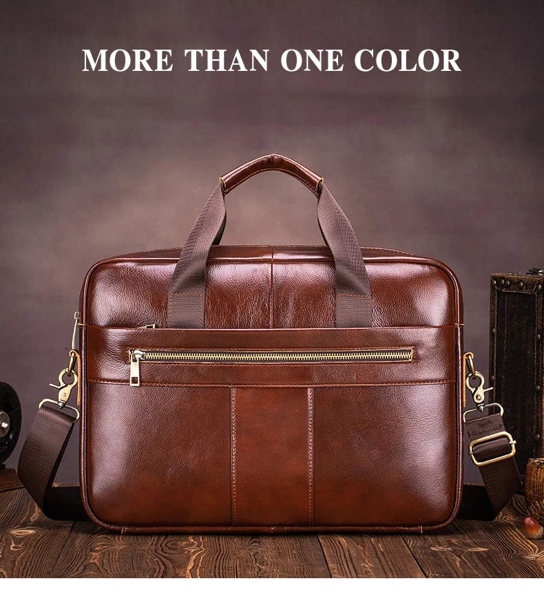 SCHLATUM Genuine Leather Briefcase for Men Large Capacity Laptop Bag's Men's Office Business Handbag