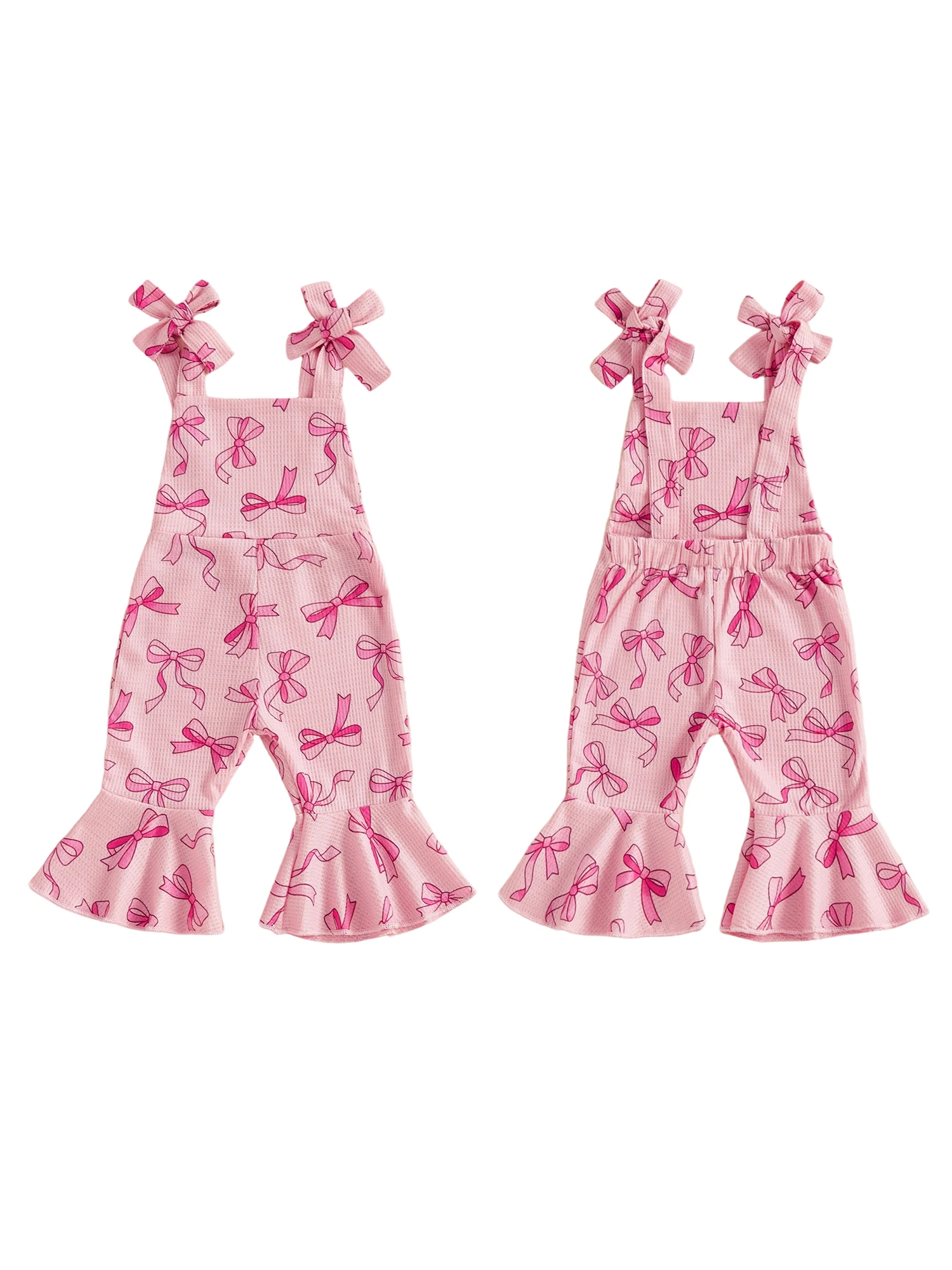 Adorable Infant Girls Sleeveless Romper with Cute Bow Detail and Stylish Bell Bottoms Perfect for Summer Outings and Playtime