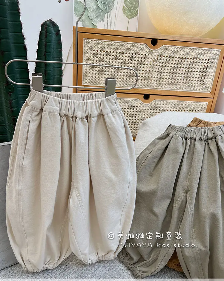 Kids Loose And Soft Lantern Trousers Spring And Autumn Children's Spring Wear Stylish And Fashionable Pants Forest Style
