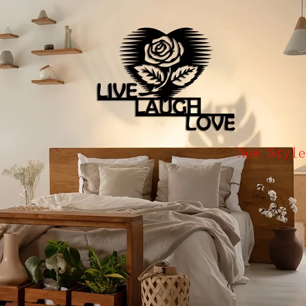 

1pc Flower Live Laugh Love Wall Decor Sign Metal Wall Art Home Decor Hanging Ornament Housewarming Gift Idea Outdoor Sign Home D