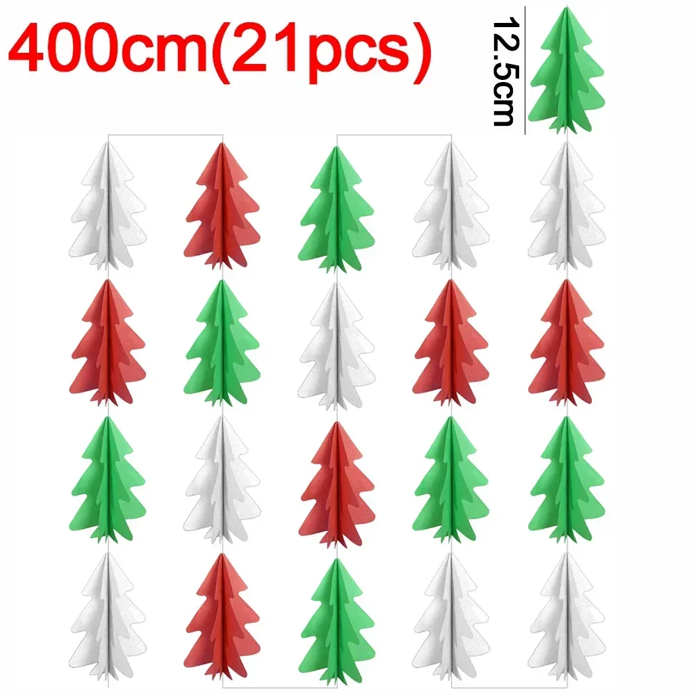 thumbnail image 1 of Guirnalda de papel con forma de árbol de Navidad en 3D, pancarta colgante con serpentinas rojas, blancas y verdes, fondo para fiesta de Navidad, sala de estar, decoración del hogar, 1 of 5