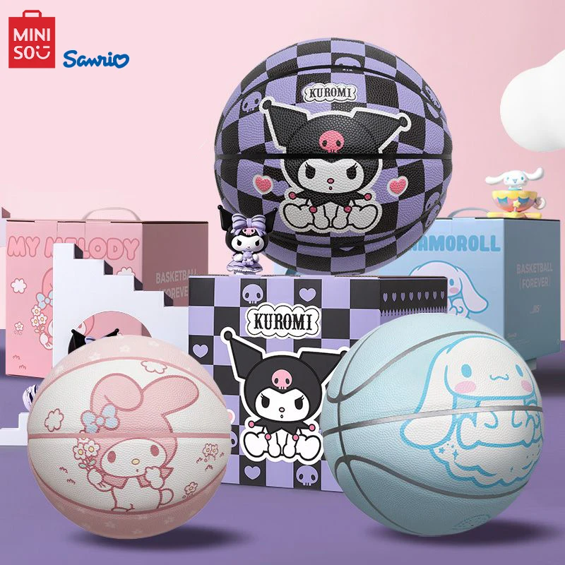 

MINISO Kuromi Баскетбол номер 7 PU мультфильм милый износостойкий Коричный кавайный резиновый мяч детский тренировочный баскетбольный подарок