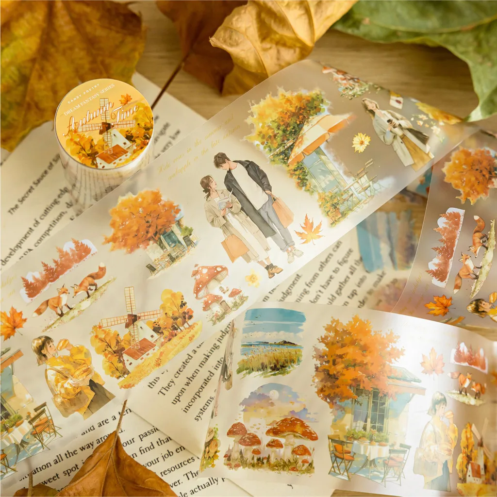 70mm*2m PET Material Tape For Collage Junk Journal Scrapbooking Diy Tree Card Palnner Diy Masking Tape Stickers