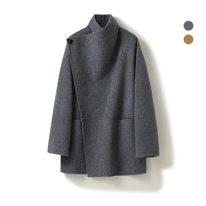 

SuperAen 2023 Autumn and Winter New Design Double-sided Cashmere Coat Women's Wool Tweed Coat