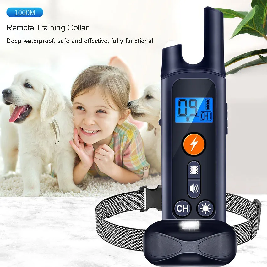 

Waterproof Charging Remote Control Pet Electric Shock Collar Stop Barking Device 1000 Meter Dog Trainer