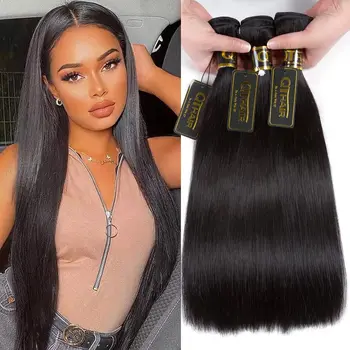 QT Brasiliani Fasci Del Tessuto Dei Capelli 40 32 pollici Capelli Lisci Bundles Pacchi Dei Capelli Umani di 100% Remy Brasiliano Lisci estensioni Dei Capelli