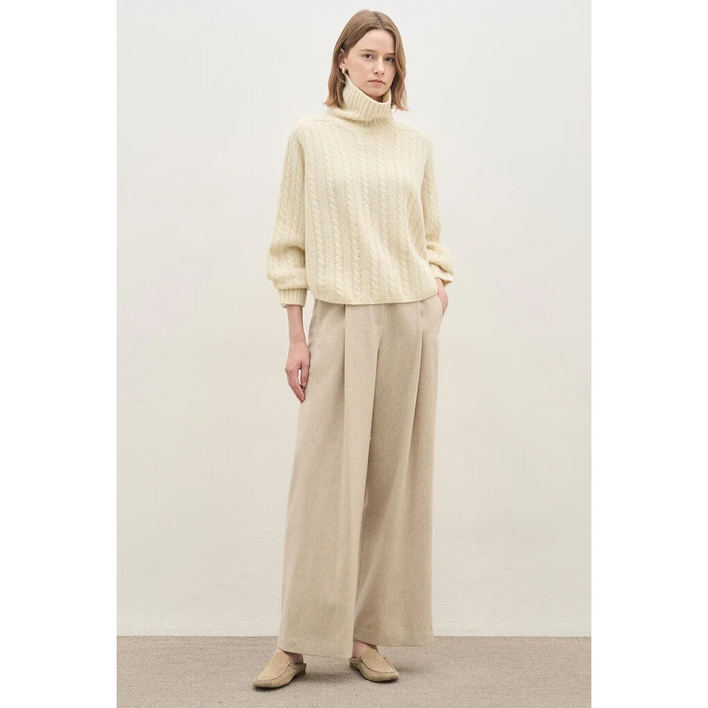 Loose Wide Leg Pants Elastic Waist Commute Pleated Versatile Comfortable Korean Sle Long Pants for Women Casual Wear