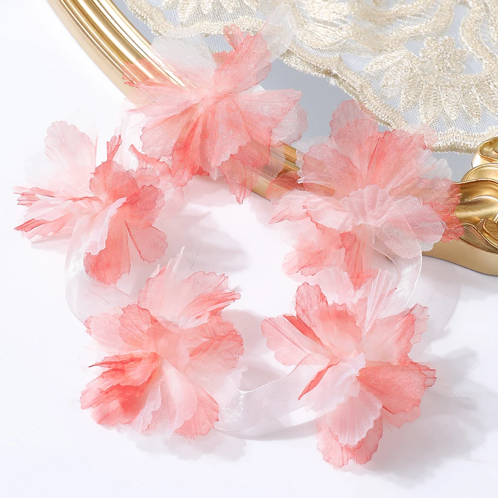 10Pcs 3D Blume Organza Spitze Patches Applique Für Braut Hochzeit Kleid Gradienten Spitze Trim Nähen Zubehör Dekoration Patches – Detail 4