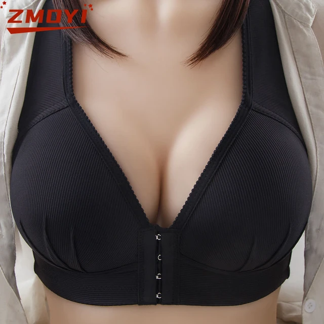 Plus Size Sexy Push Up Bra Front Closure Solid Color Brassiere Wireless  Bralette Breast Seamless Bras