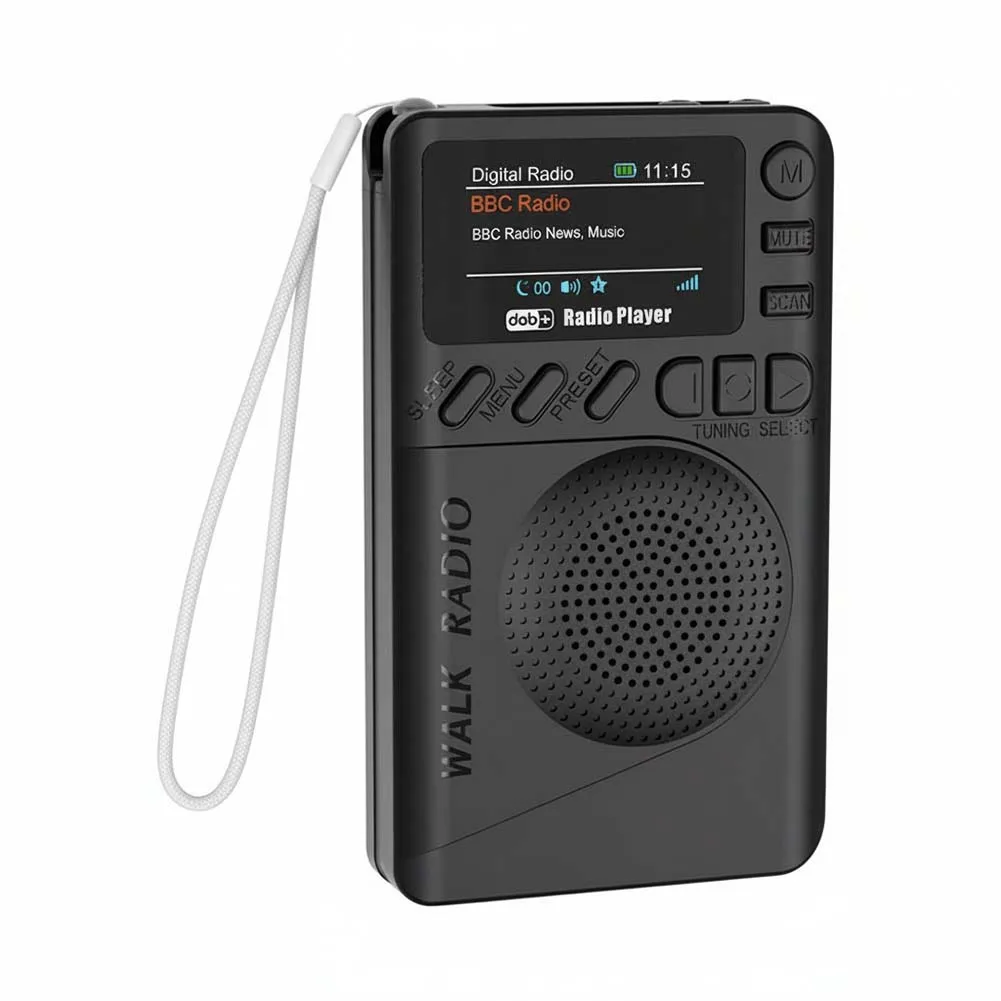 미니 DAB FM 디지털 라디오 충전식 컬러 스크린 포켓 라디오 BT5.0 MP3 재생 스피커 (야외 캠핑 하이킹용)