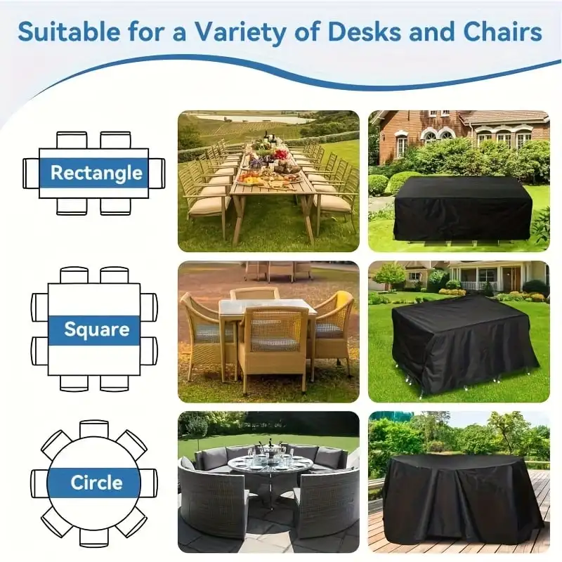 Durable Outdoor Table Cover - Waterproof, UV-Resistant & Dust-Proof Patio Protector