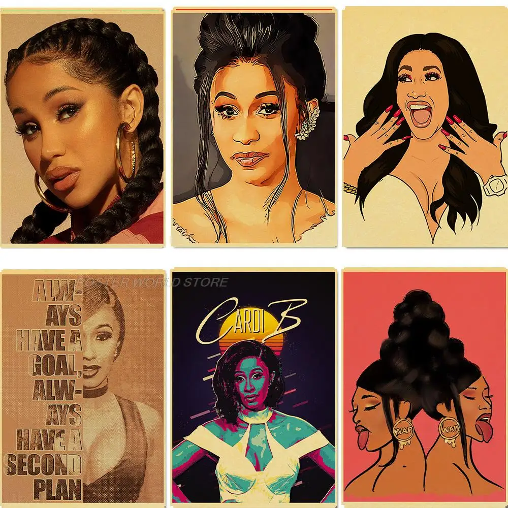 Vintage-Kraft-Paper-Poster-NEW-Cardi-B-Art-Music-Stars-Album-Painting ...
