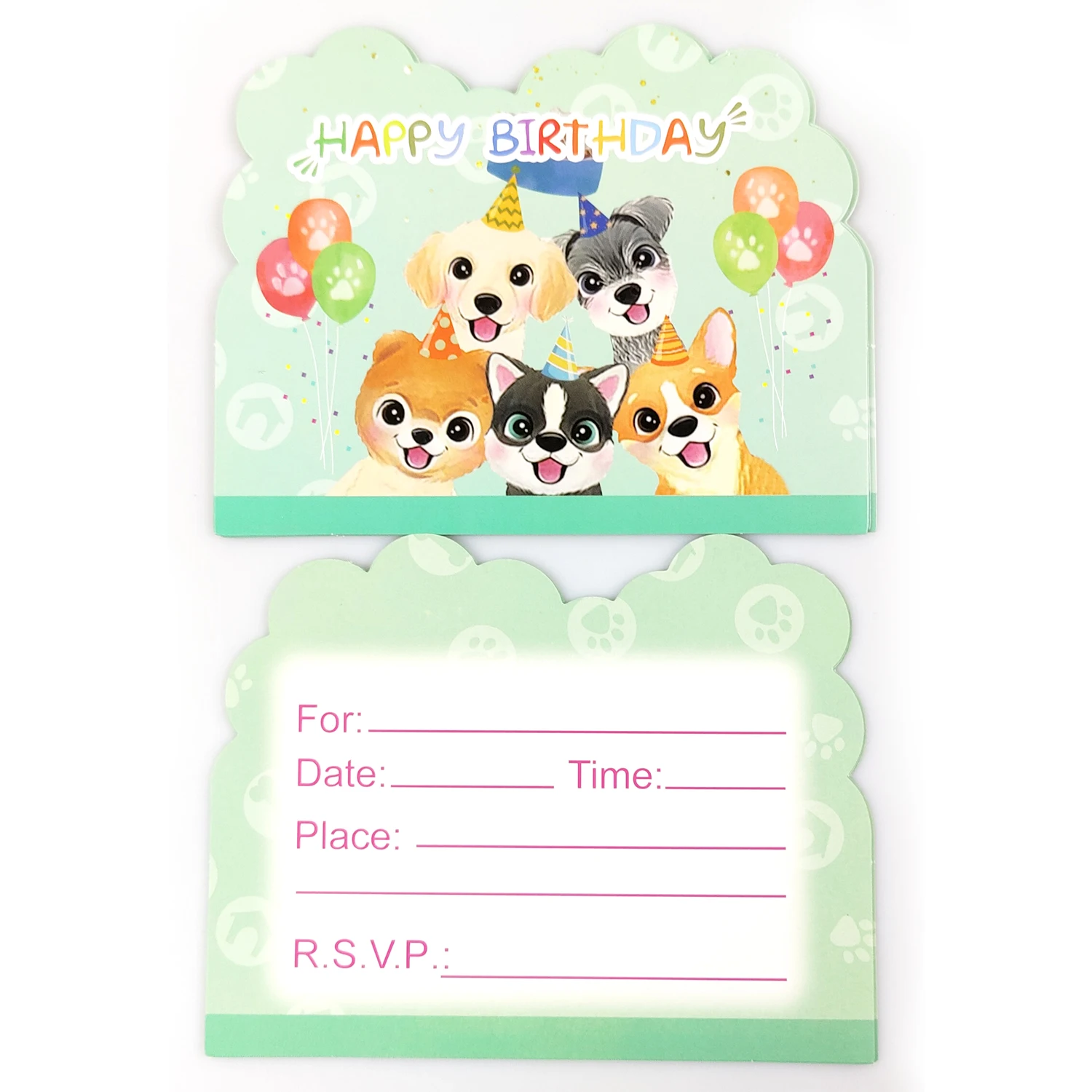 10pcs/pack Stitch Pet Dog Frozen Mermaid Princess Panda Cars Lion King Theme Invitation Cards Decoration Birthday Party Supplies