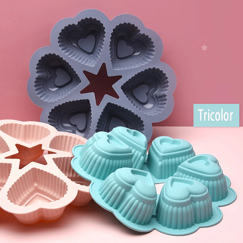 6 Grid Novelty Heart Silicone Cake Pan Strawberry Shortcake Baking Pan Mary  Cakes Pan Sponge Flan Mold Kitchen Accessories