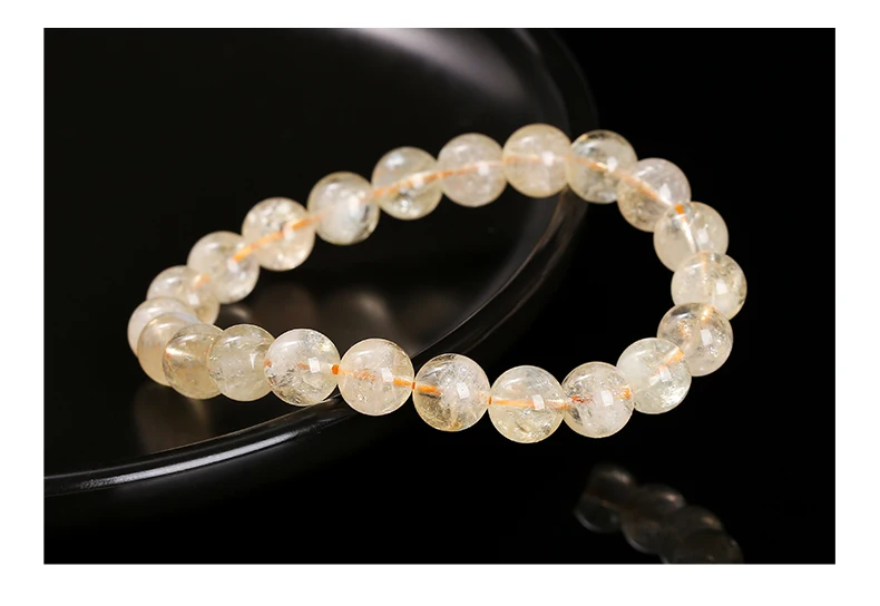 JD 1A Naturstein Citrin Perlen Armbänder Frauen Mode Schmuck Reiki Healing Energie Perle Stretch Armreifen Handgemachte Yoga Geschenk – Detail 4