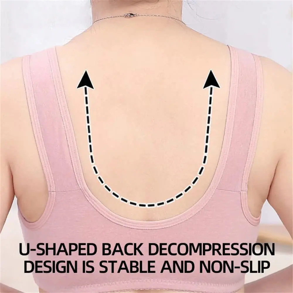 Elderly Charm Daisy Bras Front Snaps Women Wireless Brassiere Underwear Breathable Sport Crop Tops Seamless Bras Large Size Bra 4